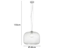 Pendelleuchte ASHFORD einflammig Kristall Glasschirm Klarglas, Ø 40cm