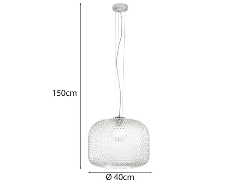 Pendelleuchte ASHFORD einflammig Kristall Glasschirm Klarglas, Ø 40cm