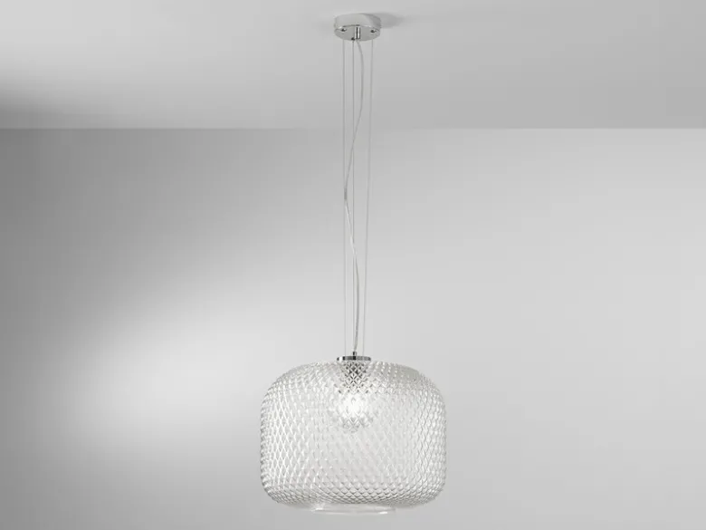 Pendelleuchte ASHFORD einflammig Kristall Glasschirm Klarglas, Ø 40cm