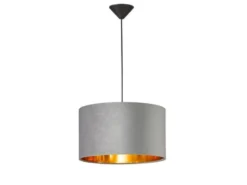 Pendelleuchte AURA mit Lampenschirm Samt Grau - innen Gold, Ø 40cm