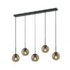 Pendelleuchte BALINI 5-flammig mit Rauchglas Kugeln, Breite 100cm