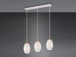 Pendelleuchte BIDAR 3-flammig in Weiß mit ausgefallenem Stanzmuster, B: 71cm