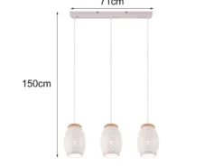 Pendelleuchte BIDAR 3-flammig in Weiß mit ausgefallenem Stanzmuster, B: 71cm