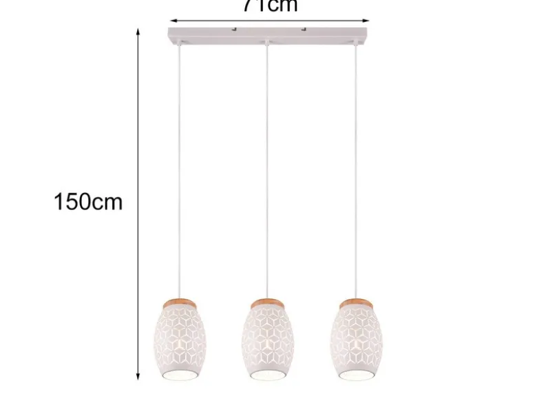 Pendelleuchte BIDAR 3-flammig in Weiß mit ausgefallenem Stanzmuster, B: 71cm