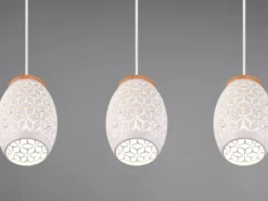 Pendelleuchte BIDAR 3-flammig in Weiß mit ausgefallenem Stanzmuster, B: 71cm