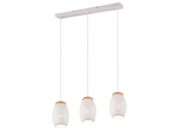 Pendelleuchte BIDAR 3-flammig in Weiß mit ausgefallenem Stanzmuster, B: 71cm