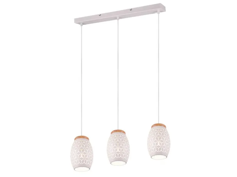 Pendelleuchte BIDAR 3-flammig in Weiß mit ausgefallenem Stanzmuster, B: 71cm