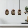 Pendelleuchte BIDAR 3-flammig Schwarz/Gold mit Stanzmuster, Breite 71cm