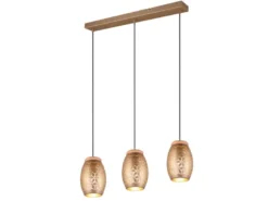 Pendelleuchte BIDAR 3-flammig in Coffee mit ausgefallenem Stanzmuster, B: 71cm