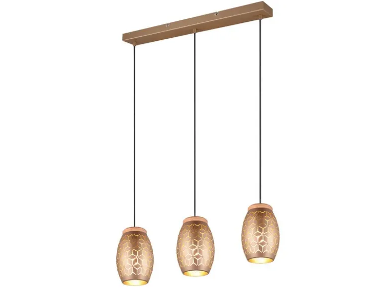 Pendelleuchte BIDAR 3-flammig in Coffee mit ausgefallenem Stanzmuster, B: 71cm
