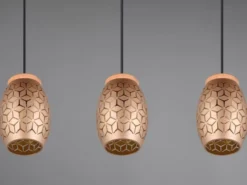 Pendelleuchte BIDAR 3-flammig in Coffee mit ausgefallenem Stanzmuster, B: 71cm