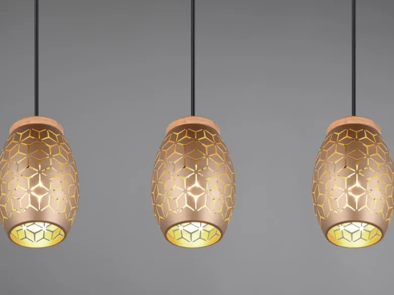 Pendelleuchte BIDAR 3-flammig in Coffee mit ausgefallenem Stanzmuster, B: 71cm
