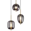 Pendelleuchte BLACKY Messing 3-flammig mit Rauchglas Glaskugeln, Ø 46cm