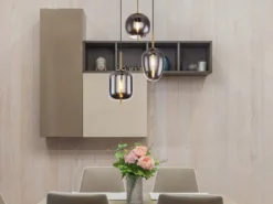 Pendelleuchte BLACKY Messing 3-flammig mit Rauchglas Glaskugeln, Ø 46cm