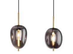 Pendelleuchte BLACKY Messing 4-flammig mit Rauchglas Glaskugeln, B: 100cm