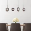Pendelleuchte BLACKY Schwarz 4-flammig mit Rauchglas Glaskugeln, B: 100cm