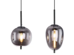 Pendelleuchte BLACKY Schwarz 4-flammig mit Rauchglas Glaskugeln, B: 100cm