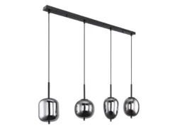 Pendelleuchte BLACKY Schwarz 4-flammig mit Rauchglas Glaskugeln, B: 100cm