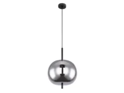 Pendelleuchte BLACKY Schwarz 1-flammig mit Rauchglas Glaskugel, Ø 30cm