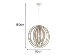 Pendelleuchte BOOLAN 1-flammig Naturholz farbig Holzlamellen, Ø 50cm