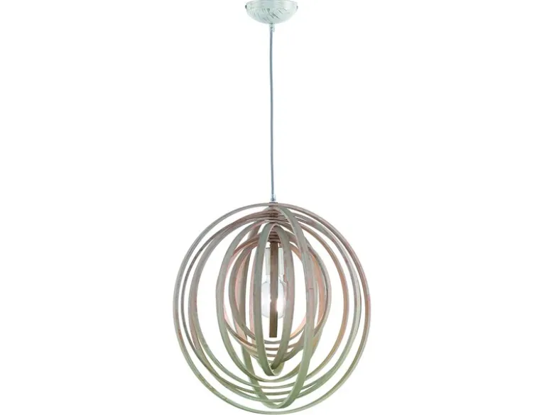 Pendelleuchte BOOLAN 1-flammig Naturholz farbig Holzlamellen, Ø 50cm