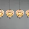 Pendelleuchte BORKA Rattan Geflecht Natur & Gitter im Boho Stil, Breite 95cm