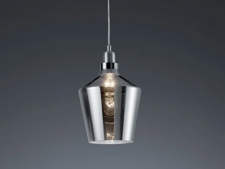 Pendelleuchte CALAIS 1-flammig klein mit Rauchglas Lampenschirm, Ø 20cm