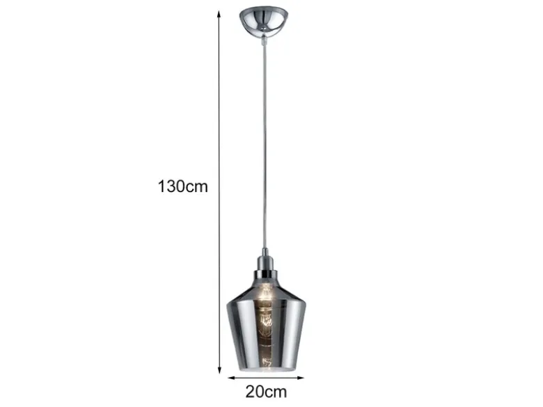 Pendelleuchte CALAIS 1-flammig klein mit Rauchglas Lampenschirm, Ø 20cm