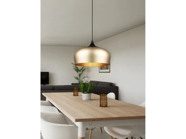 Pendelleuchte CHIRON 1-flammig mit Lampenschirm Messing, Ø 45cm