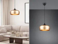 Pendelleuchte CHIRON 1-flammig mit Lampenschirm Messing, Ø 45cm