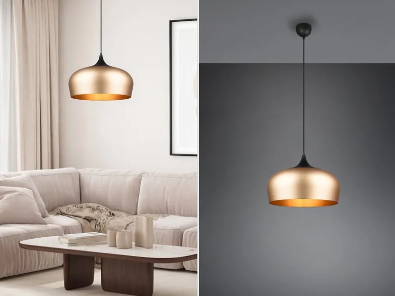 Pendelleuchte CHIRON 1-flammig mit Lampenschirm Messing, Ø 45cm