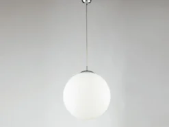 Pendelleuchte CITY einflammig Glaskugel Opalweiß, Ø 35cm
