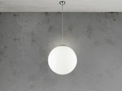 Pendelleuchte CITY einflammig Glaskugel Opalweiß, Ø 35cm