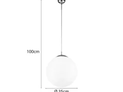Pendelleuchte CITY einflammig Glaskugel Opalweiß, Ø 35cm