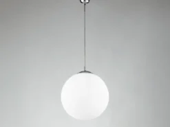 Pendelleuchte CITY einflammig Glaskugel Opalweiß, Ø 45cm