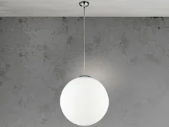 Pendelleuchte CITY einflammig Glaskugel Opalweiß, Ø 45cm