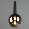 Pendelleuchte CLAYTON 1-flammig klein mit Rauchglas Glaskugel, Ø 20cm