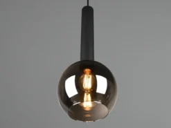 Pendelleuchte CLAYTON 1-flammig klein mit Rauchglas Glaskugel, Ø 20cm