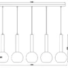 Pendelleuchte CLAYTON 5-flammig lang mit Rauchglas Glaskugeln, Breite 115cm