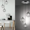 Pendelleuchte CLOONEY 3-flammig mit Rauchglas Glaskugeln, Ø 35cm