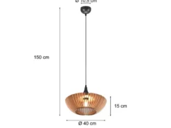 Pendelleuchte COLINO mit Holz Lamellen aus Naturholz 1-flammig, Ø 40cm