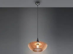 Pendelleuchte COLINO mit Holz Lamellen aus Naturholz 1-flammig, Ø 40cm