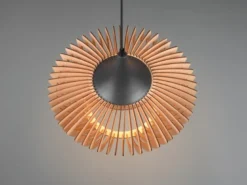 Pendelleuchte COLINO mit Holz Lamellen aus Naturholz 1-flammig, Ø 40cm