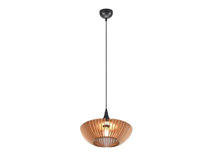 Pendelleuchte COLINO mit Holz Lamellen aus Naturholz 1-flammig, Ø 40cm
