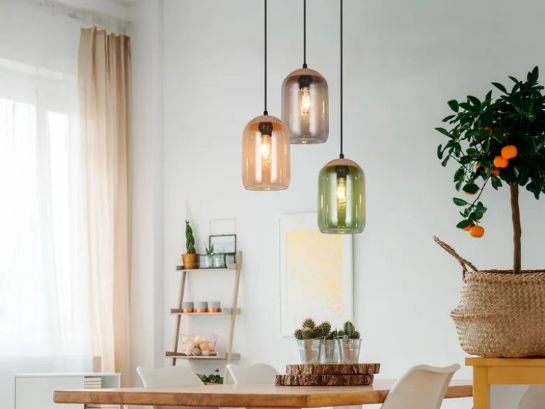 Pendelleuchte CORK, Lampenschirme bunt aus recyceltem Glas, Ø 30cm