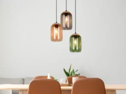 Pendelleuchte CORK, Lampenschirme bunt aus recyceltem Glas, Ø 30cm
