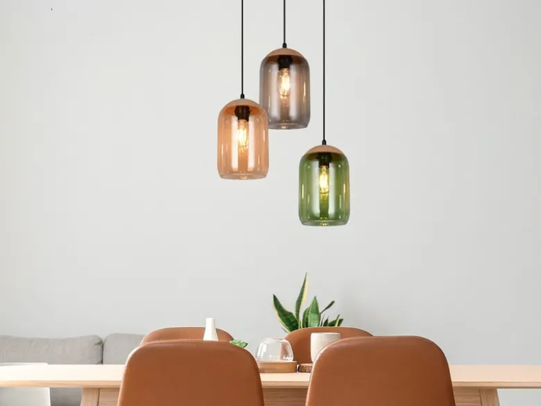 Pendelleuchte CORK, Lampenschirme bunt aus recyceltem Glas, Ø 30cm