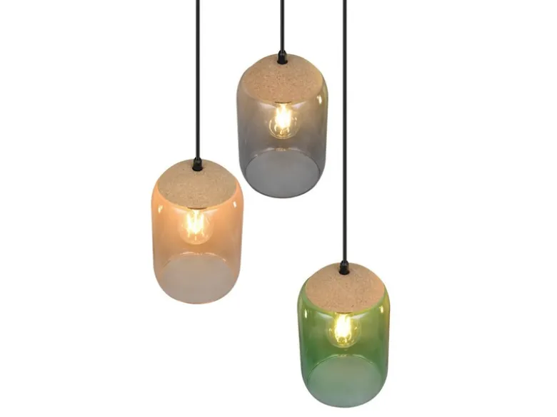 Pendelleuchte CORK, Lampenschirme bunt aus recyceltem Glas, Ø 30cm