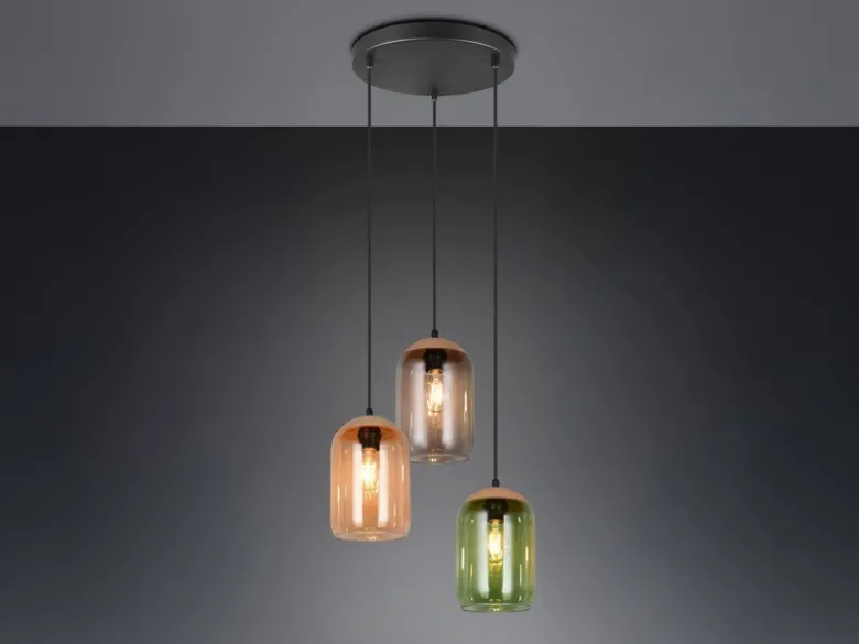 Pendelleuchte CORK, Lampenschirme bunt aus recyceltem Glas, Ø 30cm