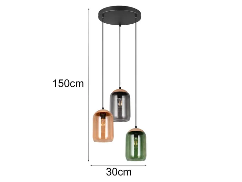 Pendelleuchte CORK, Lampenschirme bunt aus recyceltem Glas, Ø 30cm